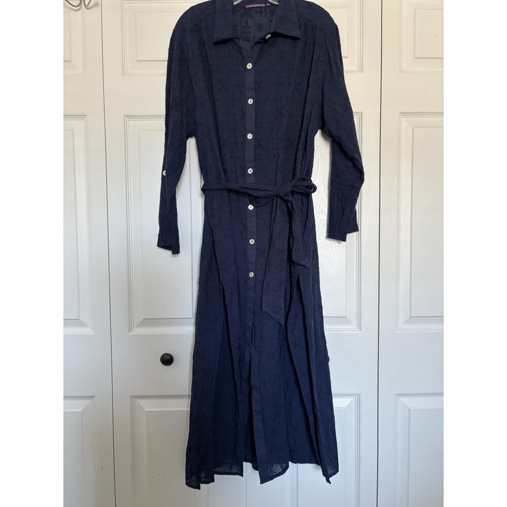 Women’s Amita Naithani Navy Embroidered Tie Dress Size Large
